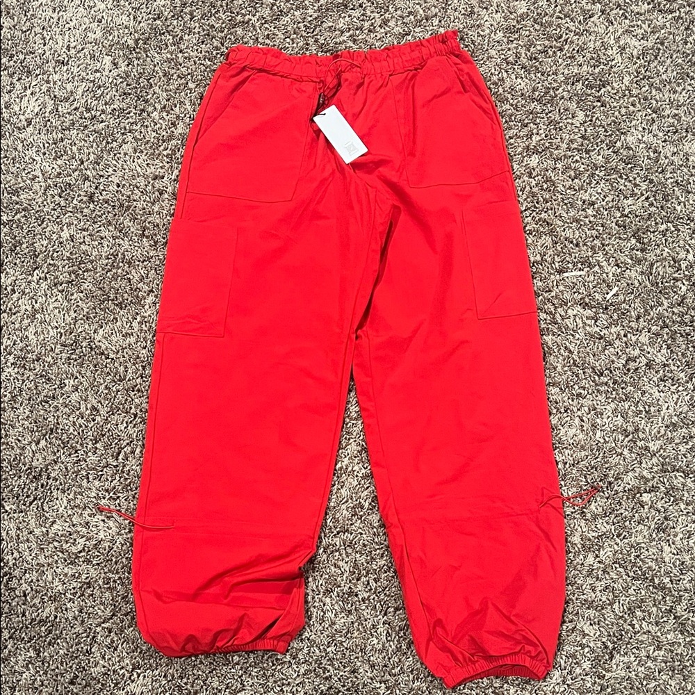 Womens Red Cargo Jogger Pants - Brand Unspecified